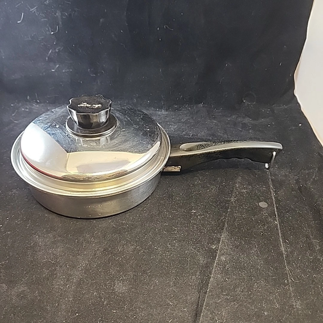 Vintage Lustre Craft 18-8 Fry Pan Sauce Pan 3 Ply Stainless Steel 7 1/4" W/ Lid