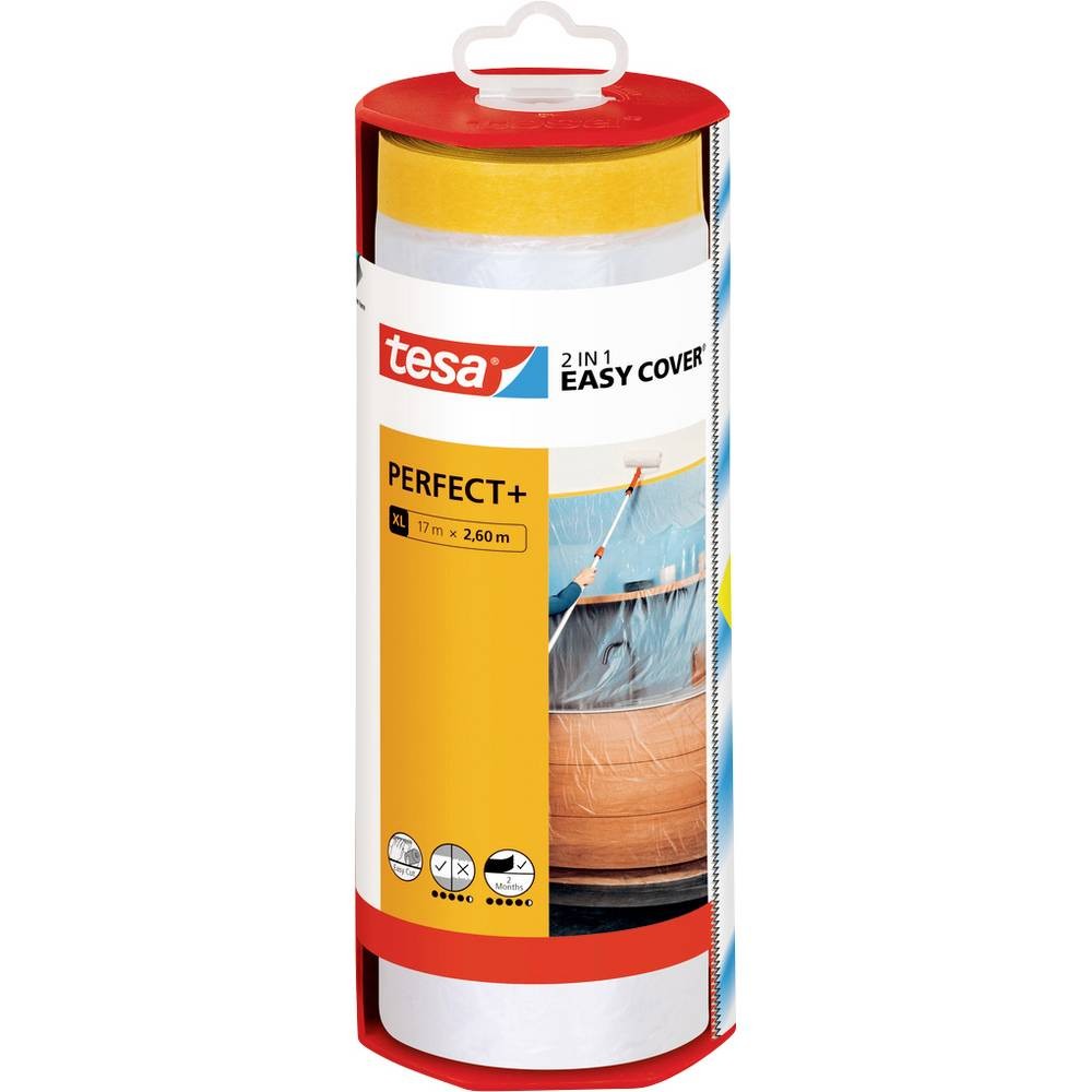Film de masquage tesa Easy Cover Perfect+ évite les coulures de peinture sur les plinthes en bois