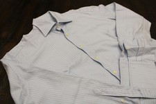 VTG Burberrys Shirt Mens 16 41 Blue Herringbone Dress Made Italy French Cuff