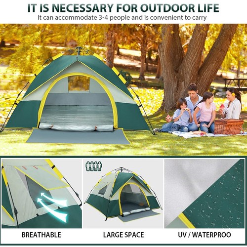 Instant Camping Tent 3-4 Person Pop up Family Hiking Dome Waterproof Shelter AU - Picture 7 of 24