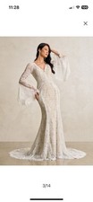 Azazie Hayes Wedding Dress Size W6 In White/Nude Color A Line Floor Length New