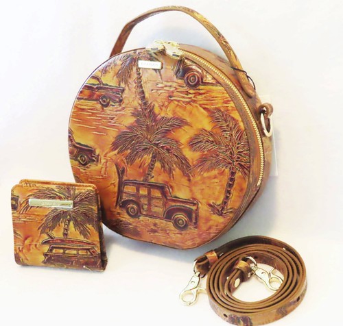 Brahmin Sepia Brown Copa Cabana Woody Wagon 57 Chevy Lane Xbody & Geldbörse Neu mit Etikett