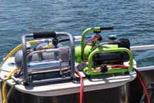 HOOKAH DIVING 12-volt Mini Dive Compressor "Guppy" 3/8 id 75' hose. dive all day