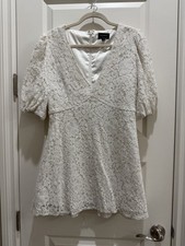 BARDOT Devon Mini Lace White Cream A Line Mini Dress Size Large US 8