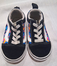 VANS Unisex Baby Toddler Sneaker Shoes US 5 Low Top Lace-Up Canvas Black