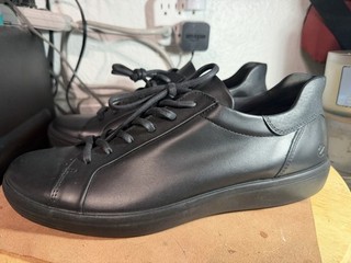 Zapatilla deportiva ECCO para hombre suave 7 fácil sin cordones de encaje cuero negro UE 46 talla 13 M nueva