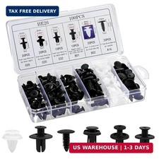 100Pcs Auto Body Panel Fasteners  Push Pin Rivets - 6 Sizes Bumper Fender Flare