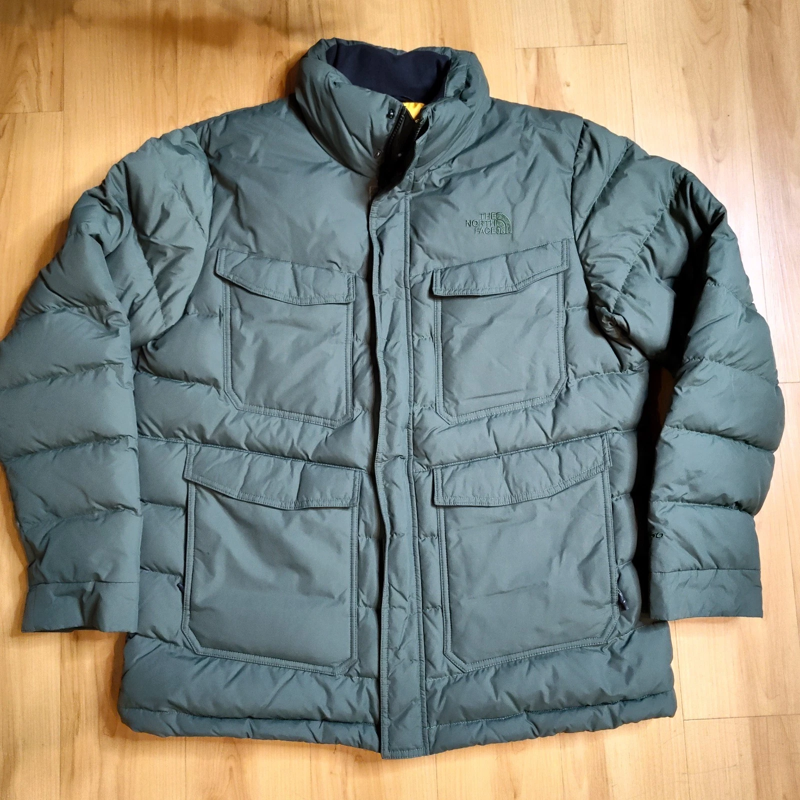 The North Face Mens 550 Fill Down Puffer Insulated Jacket Hunter Green Sz XLarge