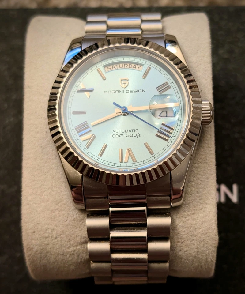 RELOJ 36MM DISEÑO PAGANI 1752 | AUTOMÁTICO AZUL HIELO | Rolex Day-Date Seiko Foto 2 de 4