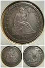 🔥 1859-P Seated Liberty Quarter 25c,  VF Details. No Arrows No Motto. Cleaned