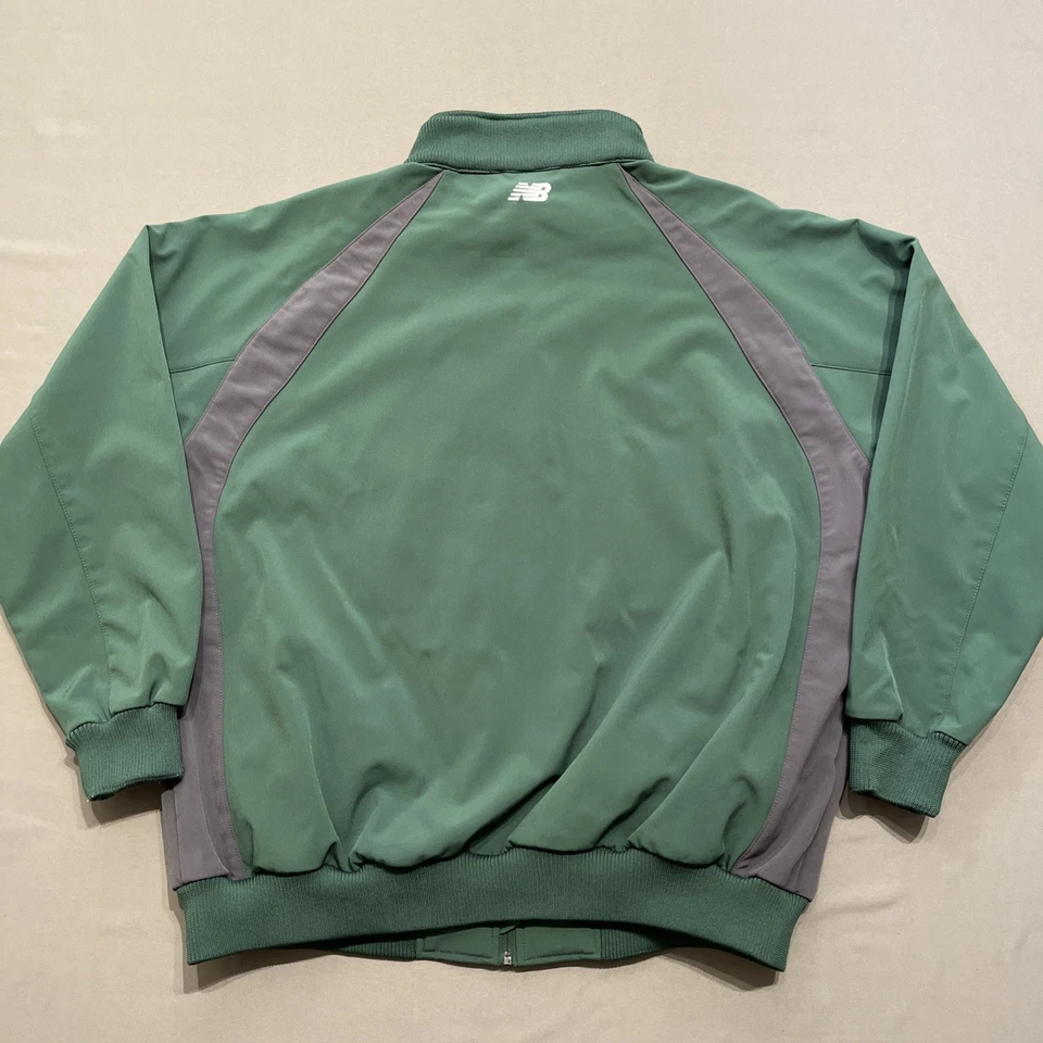 New Balance Jacket Mens 2XL XXL Green Gray Fleece Lined Coat Warm Running Banded - Image 2 of 4