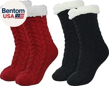 Women Winter Thick Slipper Socks with Grippers Non Slip Warm Fuzzy Socks Christm