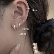 316L Surgical Steel Hoop Earrings Huggie Sleeper Helix Cartilage 8/10/12 mm UK