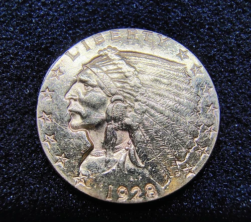 1928 $2.50 Indian Head Gold - Philadelphia Mint - AU-UNC Details - Polished Obv