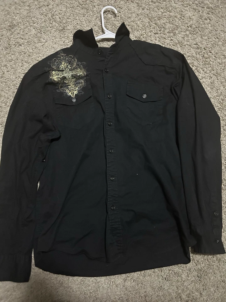 Camisa Arcaica Abotonada Manga Larga Negra XL Para Hombre De Colección Foto 2 de 3