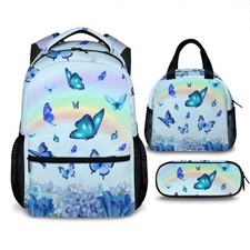 Backpack for Girls Age 6-8, Butterfly Backpacks Set for School Preschool Elem...