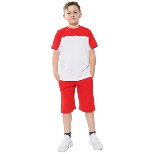 Kids Two Colour Block Top & Shorts Set Red Summer Wear Girls Boys Age 5-13
Opens in a new window or