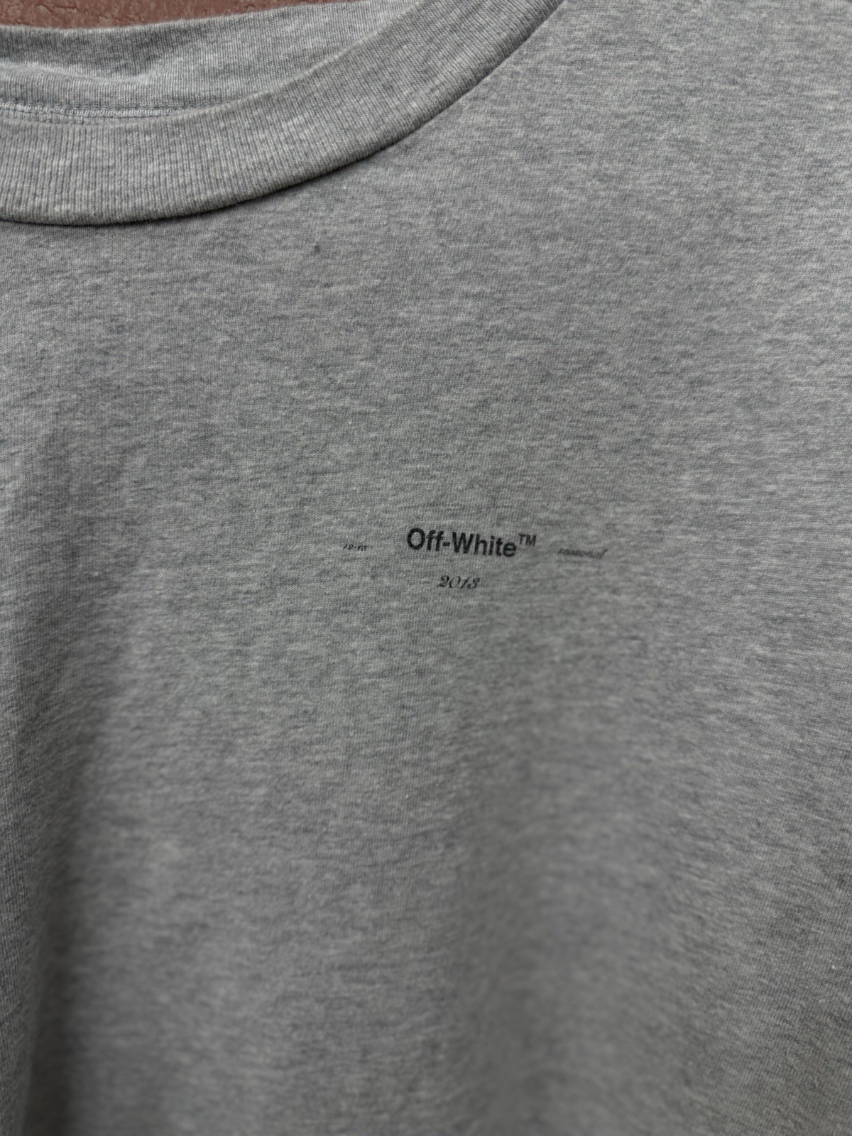 Off White T Shirt Grey Plain Logo 100percent Authentic Men’s XXL Quick Shipping image 5