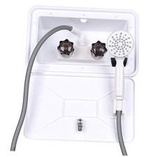RV Outdoor Shower Exterior Shower Box Kit, Easy Install RV Outdoor Shower White