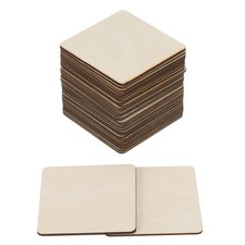30Pcs 3x3 Inch Unfinished Blank Square Wood Slices for DIY Art Crafts