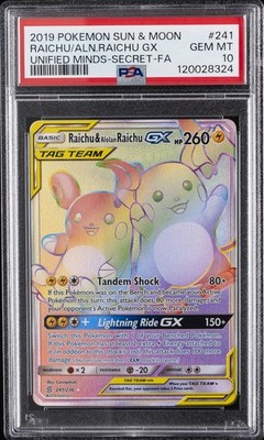 2019 POKEMON SUN & MOON UNIFIED MINDS FULL ART/RAICHU & ALOLAN