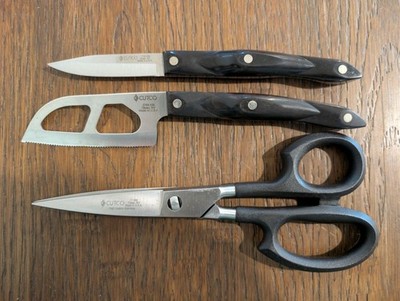 Cutco 1720 KM Paring + 3764 KM Santoku Cheese + 77 KM Scissors Dark Brown Handle