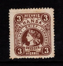 Dresden 1800s 3p Private Post Mint Higned / Rem - S47249