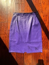Firenze Santa Barbara Vintage 100% Genuine Leather Blue Skirt Made In USA