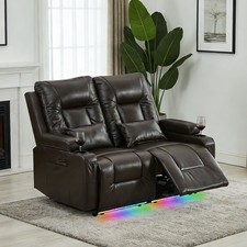 Wall Hugger Power Loveseat Recliner Sofa 2 Seater Sofa with LED Lights USB Ports
