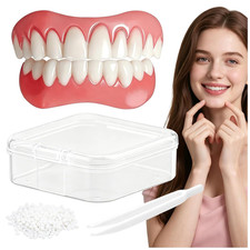 Moldable Silicone False Teeth Veneers, DIY Upper Lower Temporary Dentures Kit