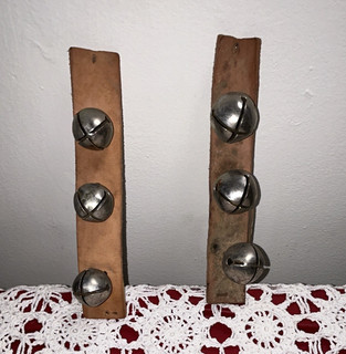 Leather Sleigh Bell Straps Set of 2 Brown/Silver Jingle Bells Animal Theme