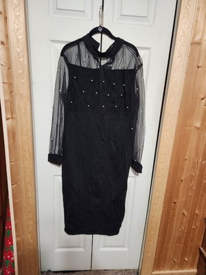 Nwt Womens Stylewe Black Dress With Pearl Detail Size 2x | eBay