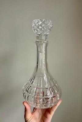 Vintage französische handgeschliffene Bleikristall Karaffe mit Stopfen, 75cl, sehr guter Zustand