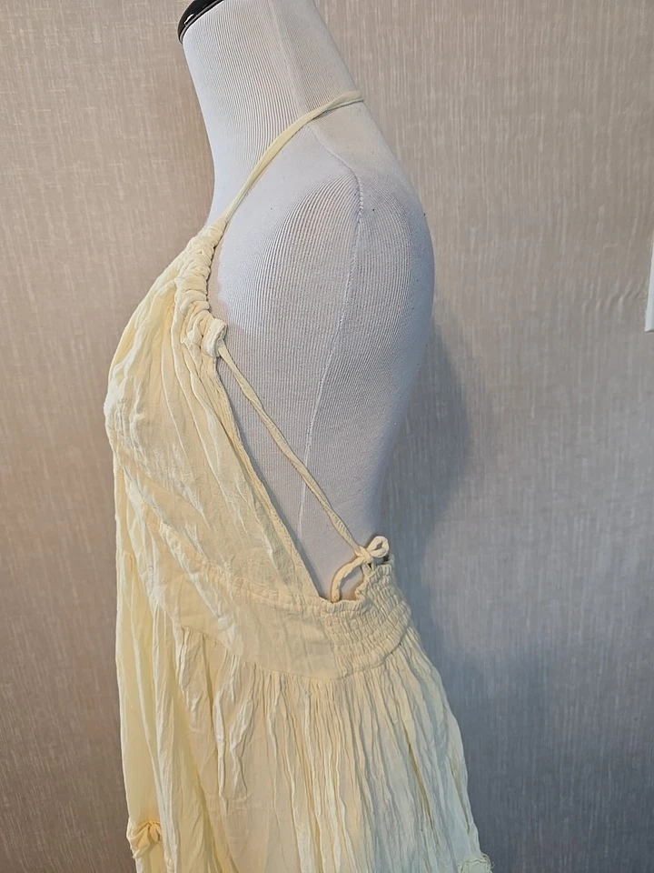 Jaded Gypsy ярусный макси платье богемное крем марлевая с ремешками регулируемый размер L/XL новый - Изображение 4 из 4