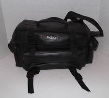 Vintage Ambico Black Movie Camera Bag Case w/ Shoulder Strap  Extra Pockets