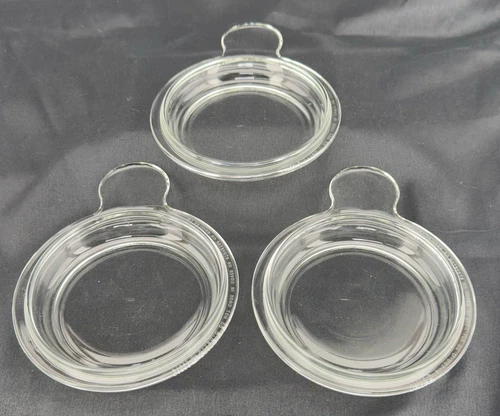 Pyrex P-150-C Clear Glass Corning Grab-it Lids Lot of 3 Vintage USA