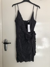 Topshop 8 Black Shimmery Snake Print Wrap Mini Dress 8 BNWT