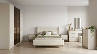 Schlafzimmer Set Beige Modern Luxus Bett Schminktisch Schrank