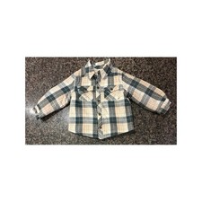 Tommy Bahama Boys 2T Plaid Flannel Sherpa Lined Shirt Jacket Green Tan Shacket