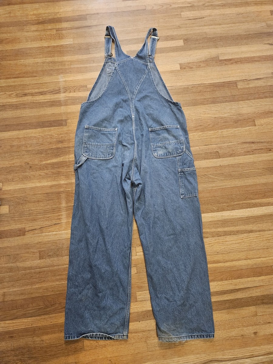 Carhartt Overalls Bibs Mens 42x31 Distressed Blue Cotton Denim | eBay