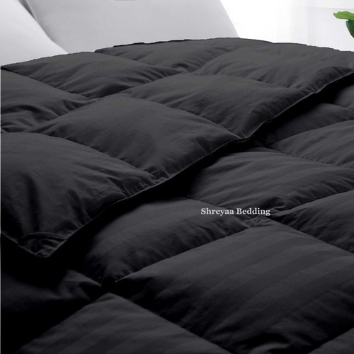 Edredón alternativo de plumón de ganso ultra suave de lujo tamaño Cal King rayas grises - Imagen 5 de 17