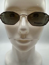 New Vintage Revolution Eyewear With SunShade RE057 ShinyGold DarkAmber 47 18 140