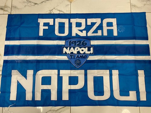 Drapeau Forza Napoli - 120x80cm - Maradona, 3e Scudetto - Made In Italy - Sans Hampe