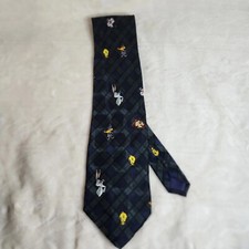 Vintage Men's Tie - Looney Tunes, Bugs, Tweety, Daffy, Taz  Sylvester on Plaid