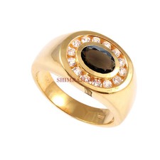 Natural Smoky Quartz Gemstone with Gold Plated 925 Sterling Silver Ring 137