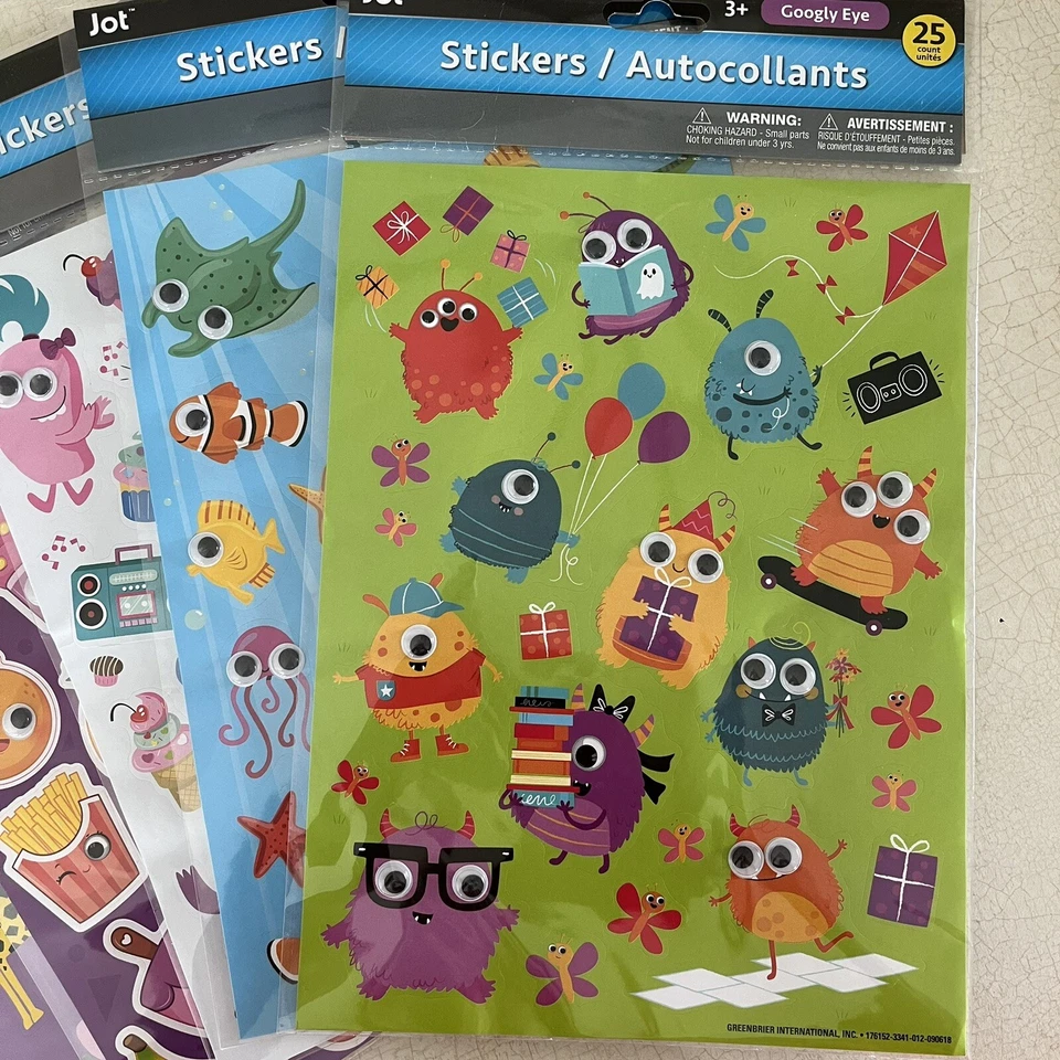 PEGATINAS JOT GOOGLY EYE ~ Lote de 5 Paquetes, (total de 125 pegatinas) Nueva Variedad Foto 2 de 4