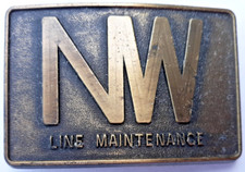belt buckle 1970s Norfolk  Western railroad Line Maintenance 3" long