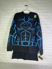 DC Comics Batman Face Mask Glow In The Dark Zip Hoodie Cape Blue Black Boys XL