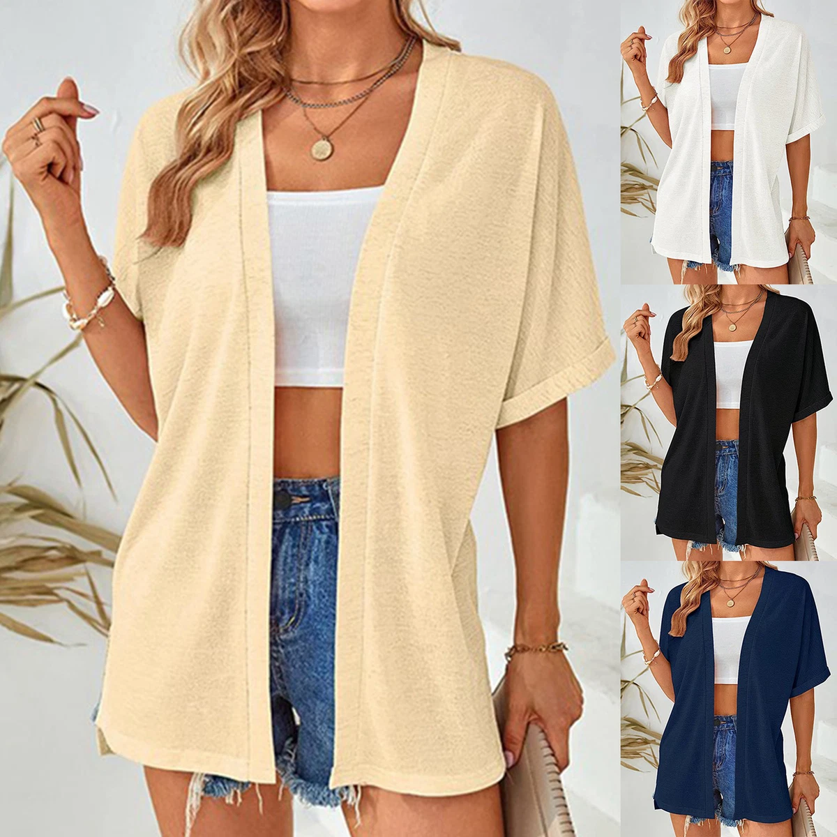 Ladies Casual Cardigan Casual Women Summer Cardigan Short Sleeve
