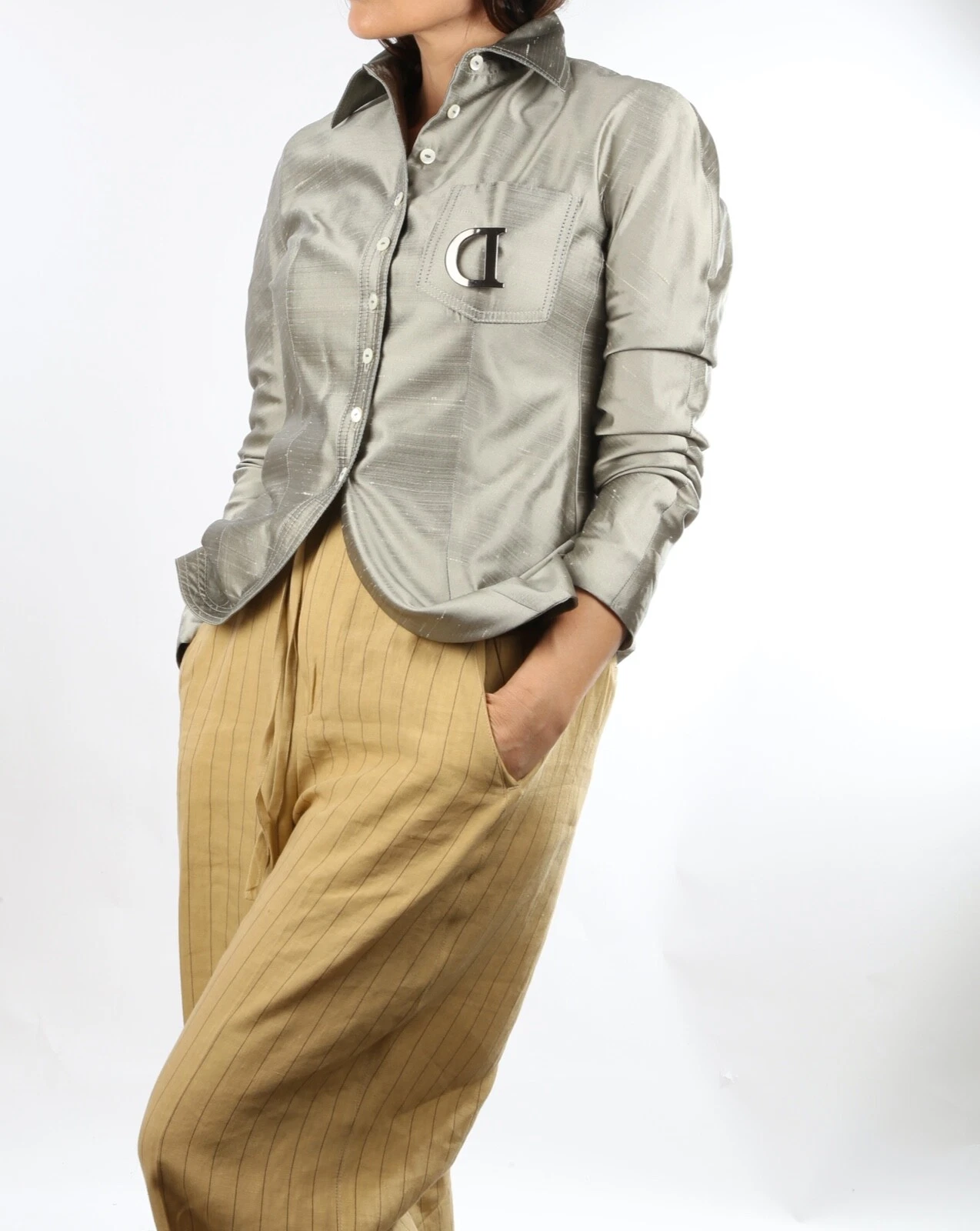 Giacca camicia manica lunga con colletto abbottonato Christian Dior Boutique taglia 8